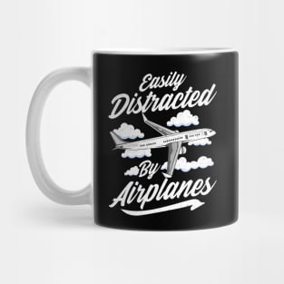 Cute & Funny Easily Distracted By Airplanes Pun Mug